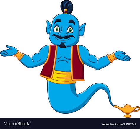 Cartoon Genie Appear From Magic Lamp Royalty Free Vector