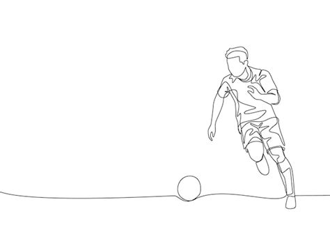 Premium Vector One Line Draw Of Energetic Football Player Dribbling