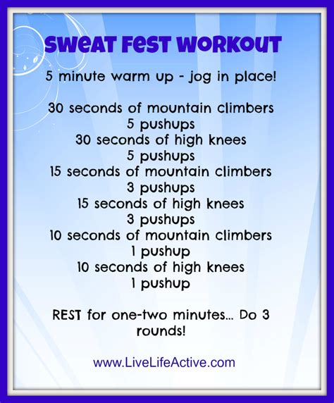 Sweat Fest Workout Live Life Active Fitness Blog