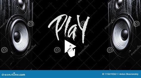 Two Sound Speakers With Hand Drawn Word Play Stock Photo Image Of