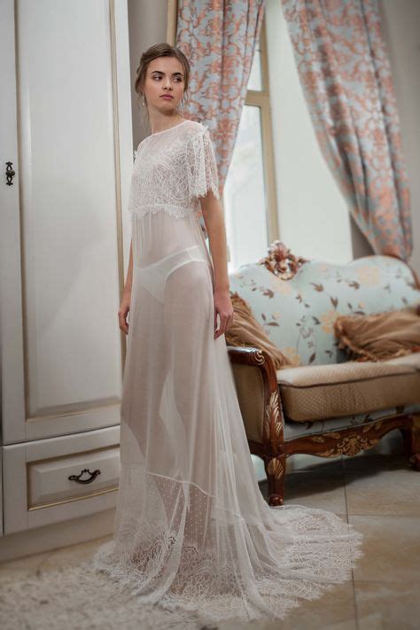 Long Pure Silk Nightgown With Lace F 40 A Long Sheer Nightgown With A Small Train Creates A