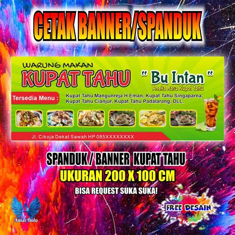 Jual Cetak Banner Cetak Spanduk Kupat Tahu Ukuran X Cm Bisa