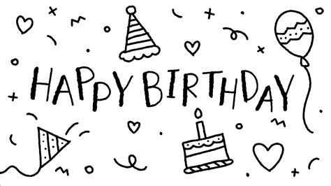 Happy Birthday Black And White Vector Art Icons And Graphics For Free