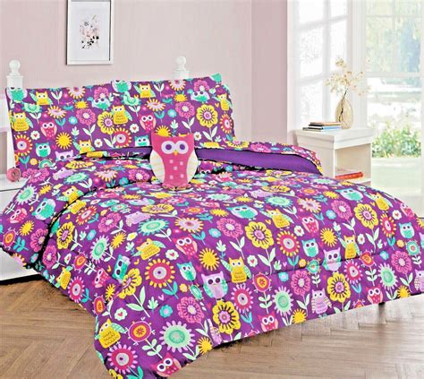 Mix Purple Owl Desing Kidsteens In A Bag Comforter Bed Plush Toy Sheet