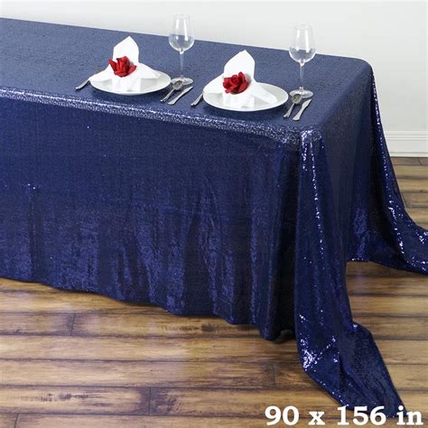 Balsacircle Navy Blue 90x156 Sequin Rectangular Tablecloth Party