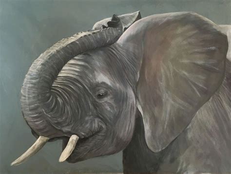 Lucky Elephant Original Painting Large Box Canvas Art Of An Elephant
