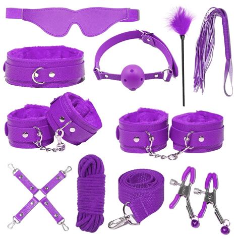 sexy leather bdsm kits plush sex bondage set handcuffs sex games whip gag nipple clamps sex toys