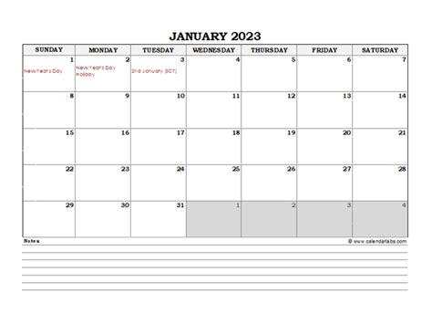 2023 Uk Monthly Calendar With Notes Free Printable Templates