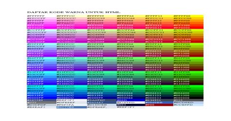 Daftar Kode Warna Untuk Html Pdf Document