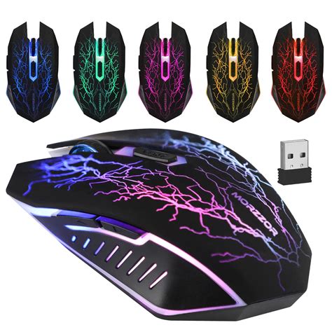Tsv Wireless Gaming Mouse Rechargeable Silent Optical Mice 7 Colors Led