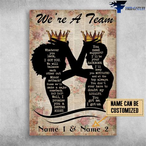 Black Couple We Re A Team Whatever You Lack I Got You Customized Personalized Name Canvas