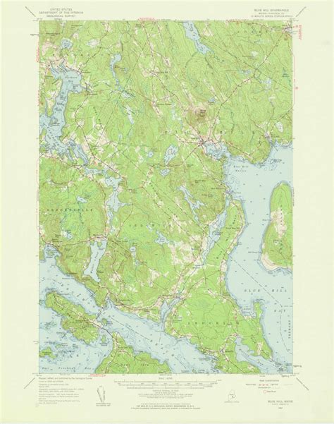 Blue Hill Maine 1957 1959 Usgs Old Topo Map Reprint 15x15 Me Quad