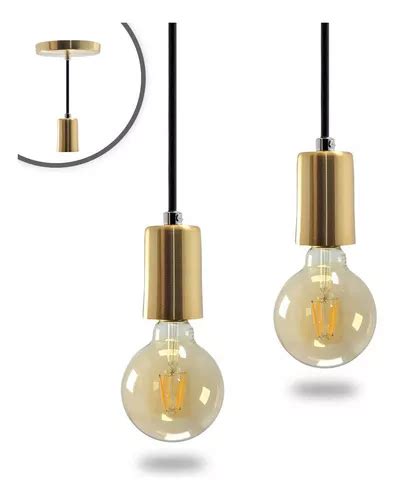 Iluminar Ambiente Kit Pendente Soquete Copinho E Dourado Led G