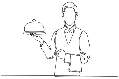 Continuous Line Waiter Vector Illustration 2789452 Vector Art At Vecteezy