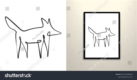 Minimalist Fox Line Art Drawing Vector Stock Vector Royalty Free