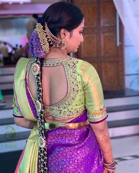 Silk Saree Blouse Back Neck Designs For South Indian Bride