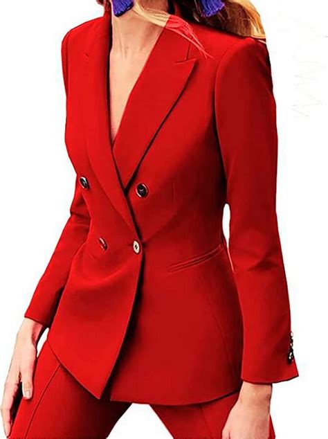 botong women s double breasted business suit 2 piece office lady outfit blazer pants set casual
