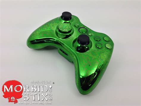 Morbidstix Custom Xbox 360 Controller Green Chrome 2 Morbidstix