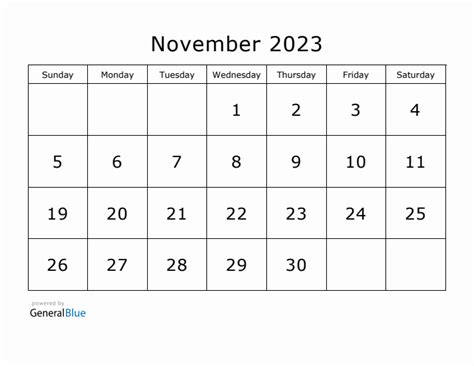 November 2023 Monthly Calendar Pdf Word Excel
