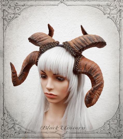 Double Baphomet Horn Headdress Fantasy Headpiece Demon Etsy