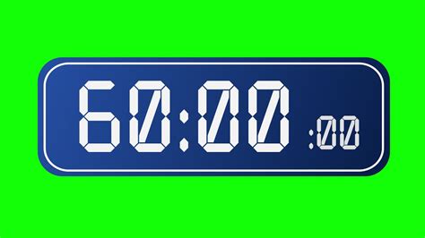 Stopwatch 1 Hour Green Screen Blue Digital Style One Hour Timepiece