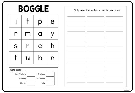 Boggle Word Game Printable Pages Printable Word Puzzle Pages Etsy