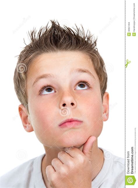 Face Shot Of Boy Looking Up Stock Photo Image Of Hand Isolated