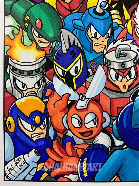 Mega Man Robot Masters 11x17 Fine Art Print Etsy Uk