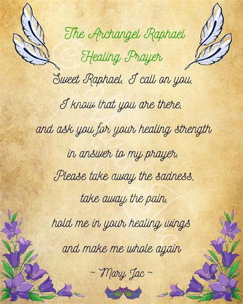 Archangel Raphael Healing Prayer Angel Poem Healing Poem Digital File