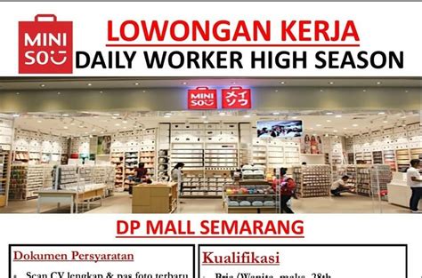 Loker rs bhakti wira tamtama semarang. Lowongan Kerja Miniso DP Mall Semarang Sebagai Daily ...