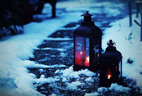 Mood Snow Lantern Lamp Christmas Fire Candle F Wallpaper 2048x1381