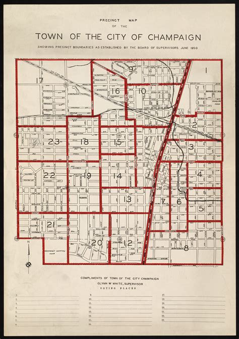 Precinct Map Of Champaign 1950 Digital Collections At The University