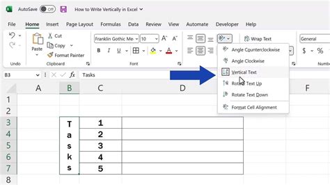 How To Write Vertically In Excel