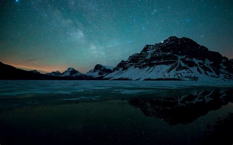 Download Milky Way Over Bow Lake Alberta Canada Hd Wallpaper For 1680
