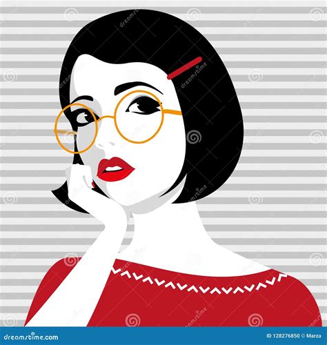 Beautiful Young Girl Wearing Glasses Stock Vector Illustration Of Intelligent Eyewear 128276850