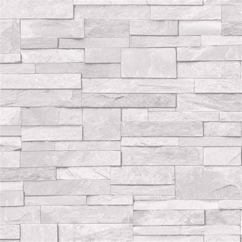 3d Slate Stone Brick Effect Wallpaper Washable Vinyl Natural Grey
