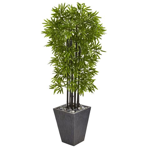 Nearly Natural Indoor Outdoor In Bamboo Artificial Tree With Black