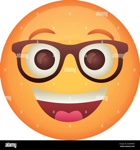 Emoji Face Laughing With Eyeglasses Flat Style Icon Vector Illustration Design Stock Vector