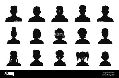Avatar Silhouettes Children Human And Senior Profiles Vector Head