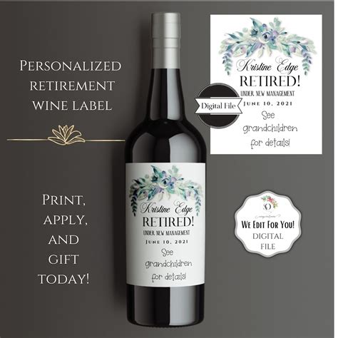 Personalized Retirement Wine Labels New Management See Etsy