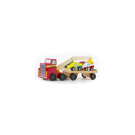 Melissa And Doug Magnetic Car Loader Wooden Toy Set With 4 Cars And 1
