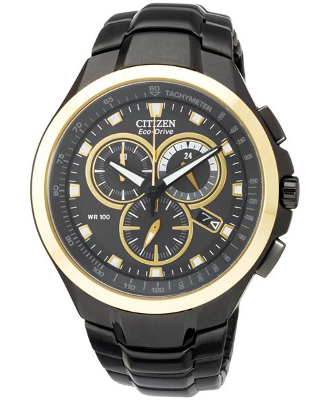 Lyst Citizen Mens Chronograph Eco Drive Black Ion Plated Stainless