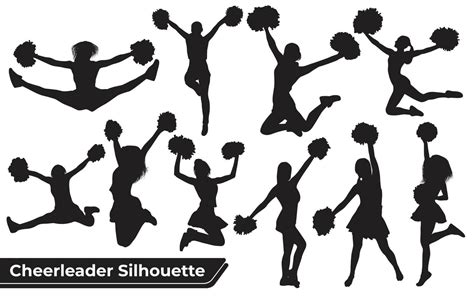 collection of cheerleader silhouette in different positions 4637293 vector art at vecteezy