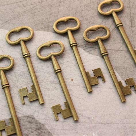 Skeleton Keys Double Sided Antique Brass Steampunk Supplies Etsy