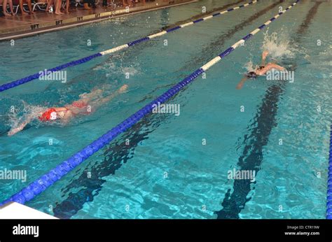 Swimmers At A Swim Meet Stock Photo Alamy