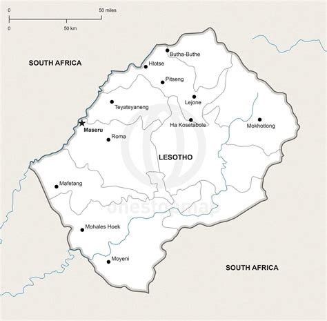 Vector Map Of Lesotho Political One Stop Map
