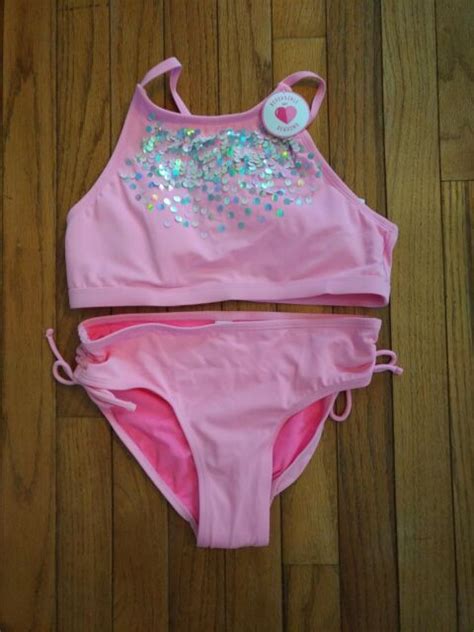 Nwt Justice Girls Flip Sequin Bikini Swimsuit Swimwear Size 16 Ebay