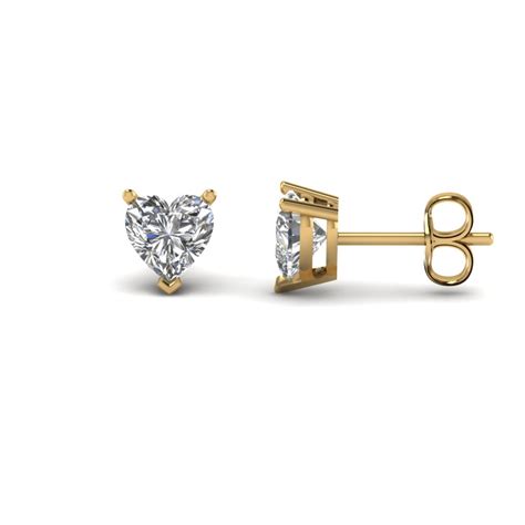 Heart Shaped 2 Carat Diamond Earrings In 14K Yellow Gold Fascinating