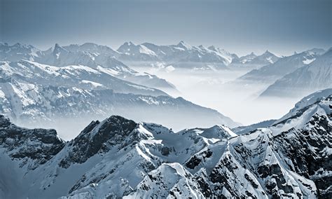 Free Photo Snowy Mountain Under Blue Sky Alps Scenic Weather