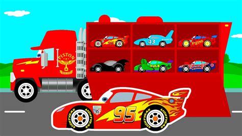 Mcqueen Cars Transportation In Mack Truck Cartoon For Kids And Colors For